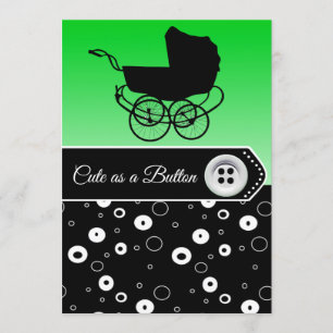 Lime Green & Black Boy Baby Shower Invitations