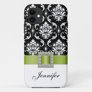 Lime Green Black Damask iPhone 5 Hoesje