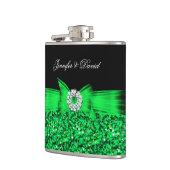 Lime Green Black Diamond Wedding Verloving Heupfles (Links)