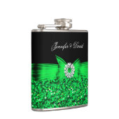 Lime Green Black Diamond Wedding Verloving Heupfles (Rechts)