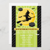 Lime Green Black Grey Witch Halloween Invitation (Devant / Derrière)