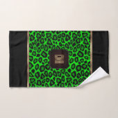 Lime Green & Black Leopard Motif avec Monogramme (Serviette à main)