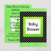 Lime Green & Black Polka Baby shower Invitations (Devant / Derrière)
