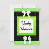 Lime Green & Black Polka Baby shower Invitations (Devant)