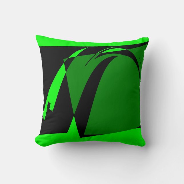 Lime Green Black Retro Abstract Art Deco Kussen (Voorkant)