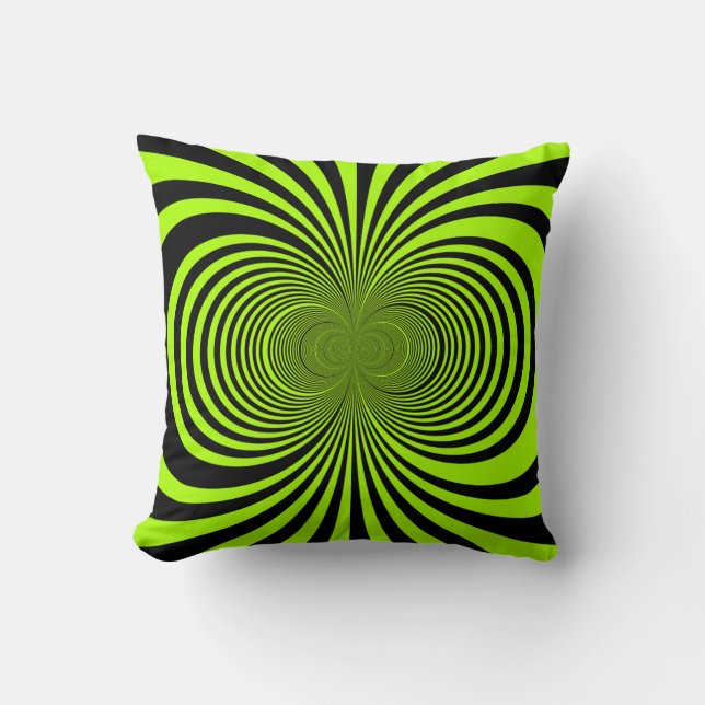 Lime Green & Black Retro Design Kussen (Voorkant)
