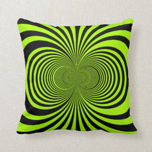 Lime Green & Black Retro Design Kussen