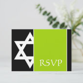 Lime Green Black Star van David Bar Mitzvah RSVP (Staand voorkant)