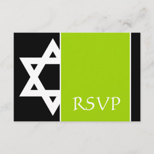Lime Green Black Star van David Bar Mitzvah RSVP Kaartje