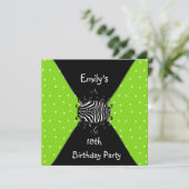 Lime Green Black White Invitation 18e anniversaire (Debout devant)