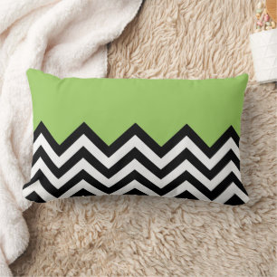Lime Green Black White Zigzag Chevron Art Pattern Kussen