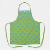 Lime Green Blue Cute Heart Pattern, gepersonalisee Schort (Voorkant)