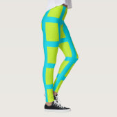 Lime Green Blue Square Pattern Yoga Pants Leggings (Rechts)