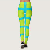 Lime Green Blue Square Pattern Yoga Pants Leggings (Achterkant)