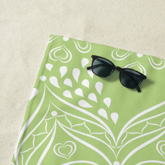 Lime Green Boho Mandala Persoonlijk Strandlaken (In situ)