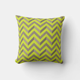 Lime Green & Brown Striped Chevron Pattern Kussen