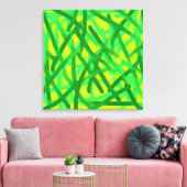Lime Green Brush Strokes Canvas Wall Art (Insitu (Woonkamer))