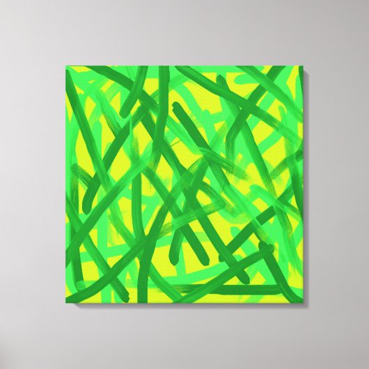Lime Green Brush Strokes Canvas Wall Art (Voorkant)