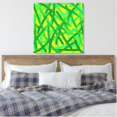 Lime Green Brush Strokes Canvas Wall Art Afdruk (Insitu (Slaapkamer))