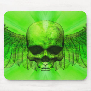 Lime Green Burst Winged Skull Muismat