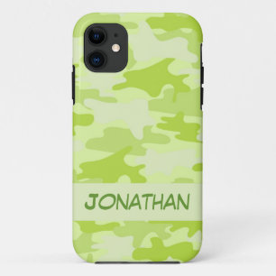 Lime Green Camo Camouflage Name Persoonlijk iPhone 11 Hoesje