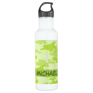 Lime Green Camouflage Custom Waterfles