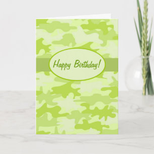 Lime Green Camouflage Happy Birthday Custom Kaart