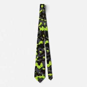 Lime Green Camouflage in grijs en zwart Stropdas