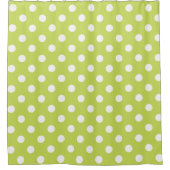 Lime Green Chartreuse & White Polka Dots Dot Dot Douchegordijn (Voorkant)
