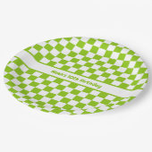 Lime Green Checked Pattern Gepersonaliseerd Papieren Bordje (Gekanteld)