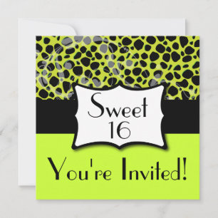 Lime Green Cheetah Sweet 16 Birthday Kaart