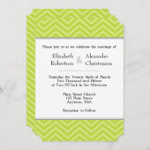 Lime Green Chevron Faire-part de mariage (Devant / Derrière)