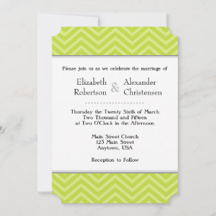 Lime Green Chevron Faire-part de mariage