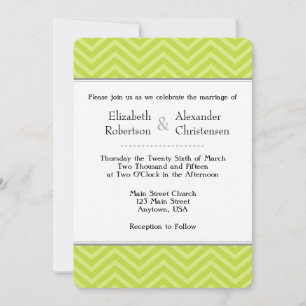 Lime Green Chevron Faire-part de mariage