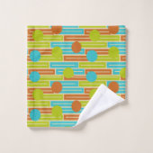 Lime Green, Cinnamon Brown, Rectangles Turquoise (Gant de toilette)