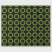 Lime Green Circles Black Cadeaupapier (Vlak)