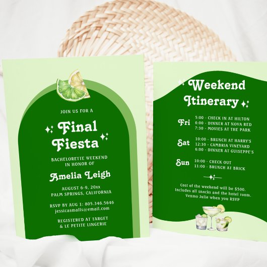 Lime Green Citrus Final Fiesta Bachelorette Kaart