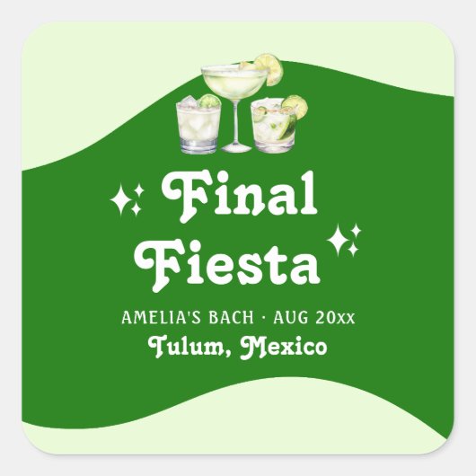 Lime Green Citrus Final Fiesta Bachelorette Vierkante Sticker (Voorkant)
