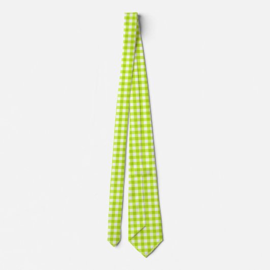Lime Green Classic Gingham Check Patroon Stropdas (Achterkant)
