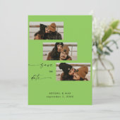Lime Green Collage Fotobruiloft Bewaar de datum Save The Date (Staand voorkant)