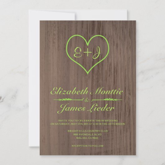 Lime Green Country Wedding Invitations Kaart (Voorkant)