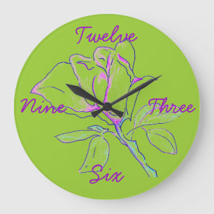 Lime Green Cursive Clock Grote Klok