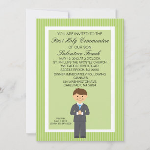 Lime Green Cute First Community Boy Invitation Kaart