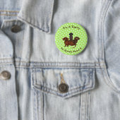 Lime Green Dachshund Pin Button (In situ)