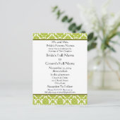 Lime Green Damask op witte bruiloft uitnodiging (Staand voorkant)