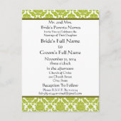 Lime Green Damask sur Faire-part de mariage blanc (Devant)