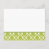Lime Green Damask sur Faire-part de mariage blanc (Dos)