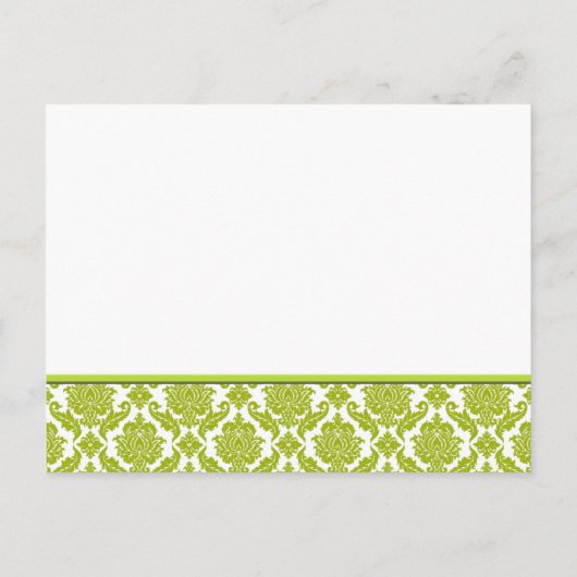 Lime Green Damask sur Faire-part de mariage blanc (Dos)