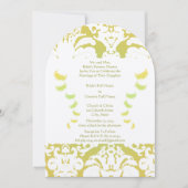 Lime Green Damask Wedding Invitation Kaart (Voorkant)