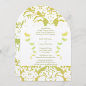 Lime Green Damask Wedding Invitation Kaart (Voorkant / Achterkant)